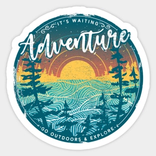 Adventure vinyl sunset Sticker